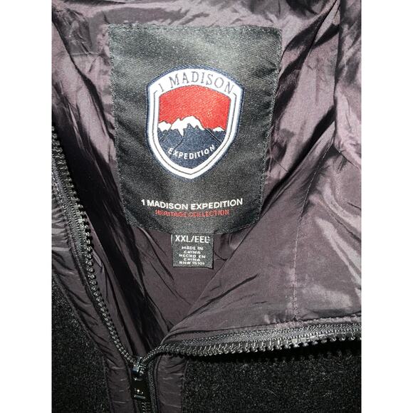 1 Madison Expedition XXL Black Fuzzy Zip Up Sweater - Picture 3 of 5